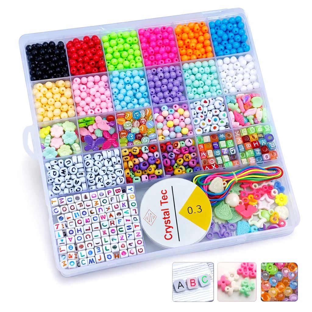 Miçangas para Fazer Pulseira Infantil Colorida Bijuteria Colar Phone Strap 1800 pçs Star