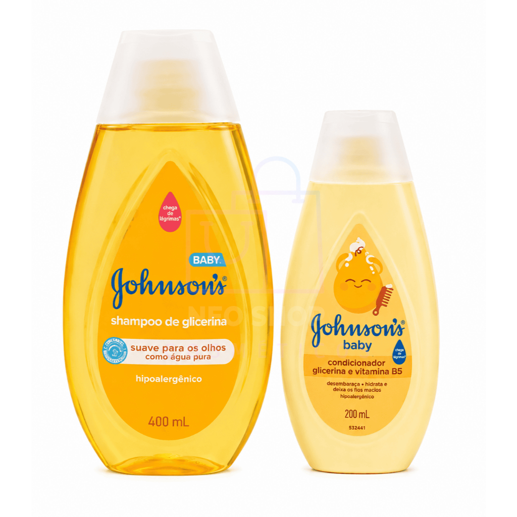 Kit shampoo 400ml + condicionador 200ml Johnsons baby glicerina