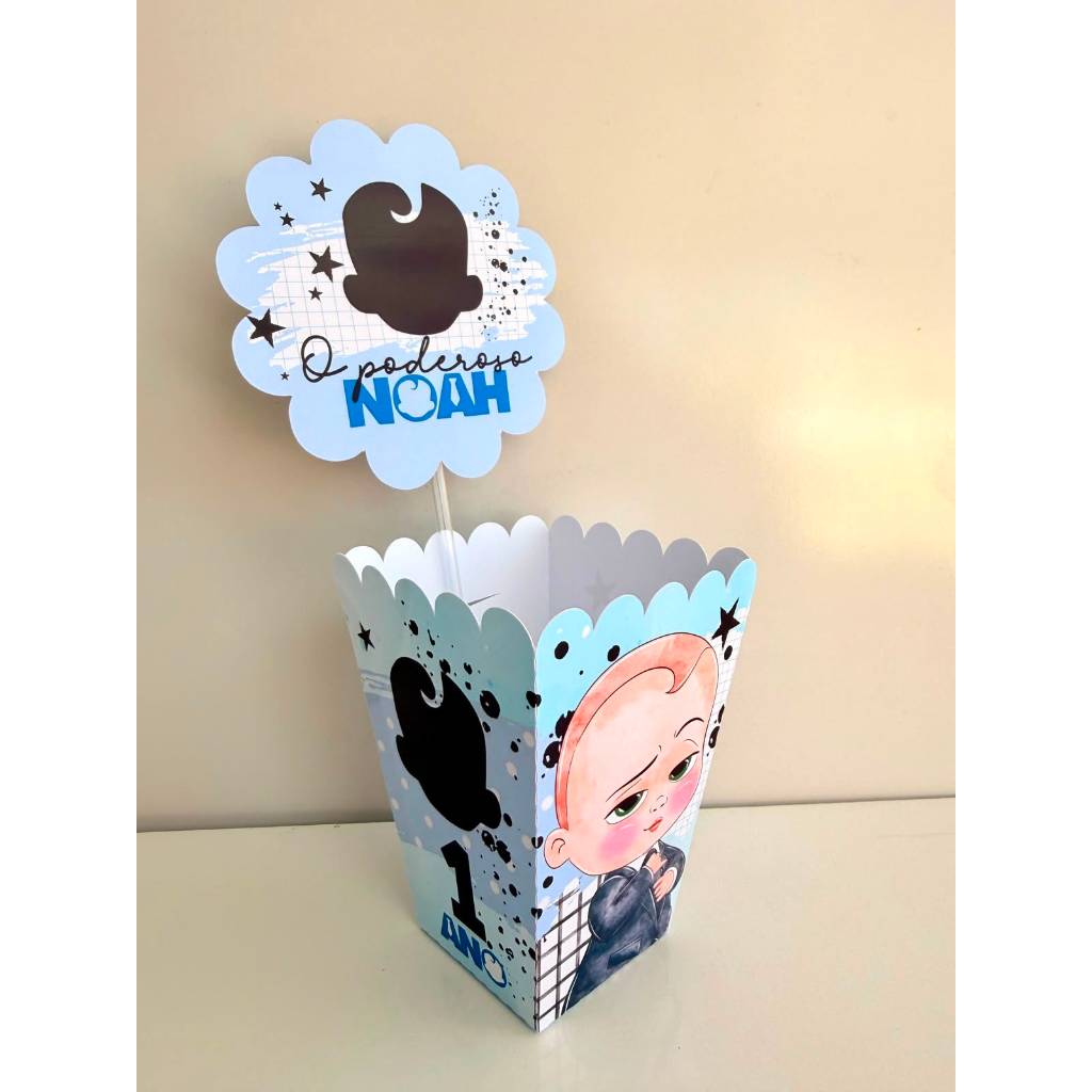 Kit Centro de mesa BABY PODEROSO CHEFINHO | Personalizado | Enfeite Cachepô | Decoração PEGUE E MONTE