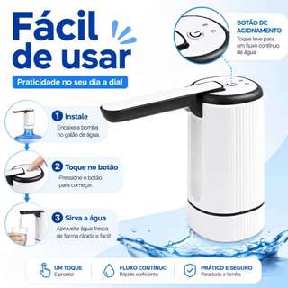 Dispensador de água elétrico dobrável - Bomba de água recarregável para garrafões de água de 10/20 litros (WP-02)
