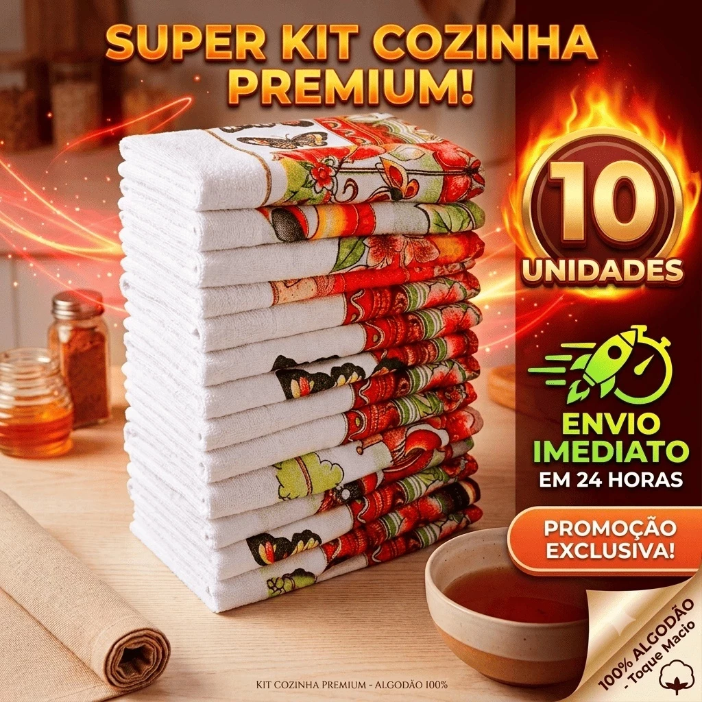 Kit 10 Panos de Prato Pé de Galinha 100% Algodão 38x69cm Estampado Alta Absorção Cozinha - Envio Imediato !!! — imagem 1