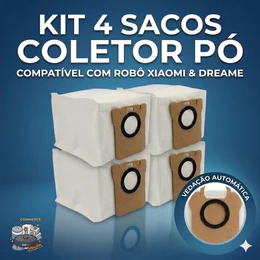 Kit 4 Sacos Coletor de Pó compatível com Robô Aspirador Xiaomi H40 H50 Vacuum 5 S10+ S20+ X10 X20 X10+ X20+ Pro Max Plus
