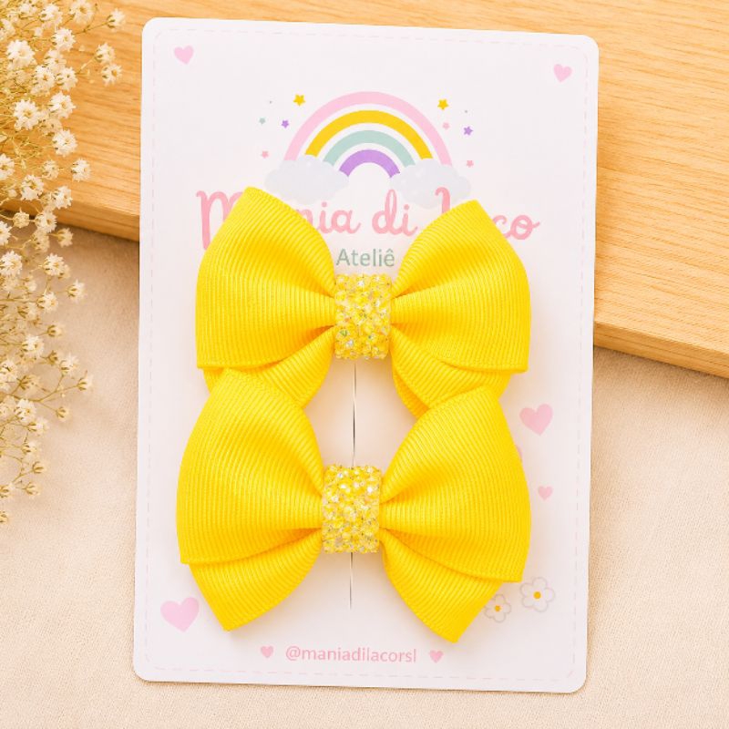 Laço Infantil Rosa Azul Amarelo Presilha ou Xuxinha Par