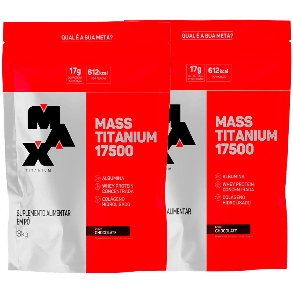 Kit 2 Hipercalórico Mass Titanium 17500 Max Titanium 3kg Total 6kg