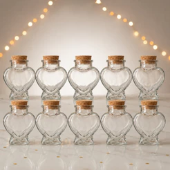 10 Potinho de Vidro Coração com Rolha 70ml - 6cm x 7cm - Rizzo Embalagens