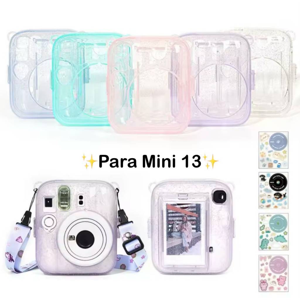 LANÇAMENTO Bolsa Capa Case para Instax Mini 13 com brilho e compartimento de fotos