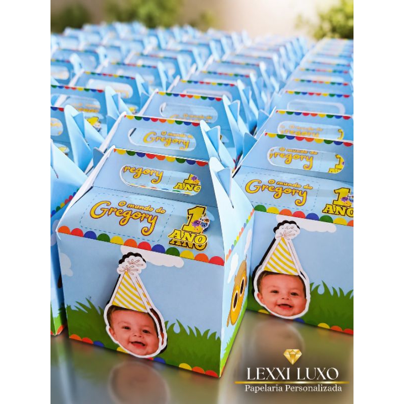 Lembrancinha Caixa Maletinha / Caixa Telhado Com Foto Do Bebê Personalizada - Qualquer Tema (Kit 10 ou 20 Unid)