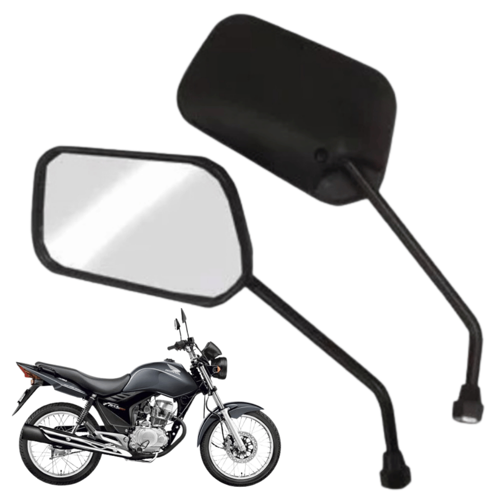 Par de Espelho Retrovisores Original Moto Haste Curta Modelo Honda Cg Titan Fan Cargo Mix Flex 125 150 160 Awa Rosca M10