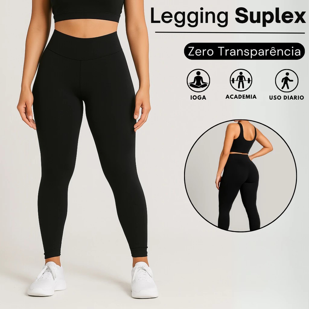 Calça Legging Feminina Cintura Alta Zero Transparência Modeladora Academia Fitness