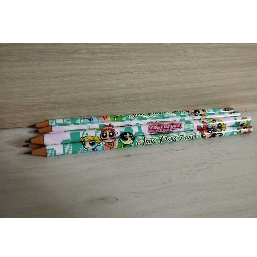 10 lápis personalizados , lembrancinha para festas infantil meninas super poderosas