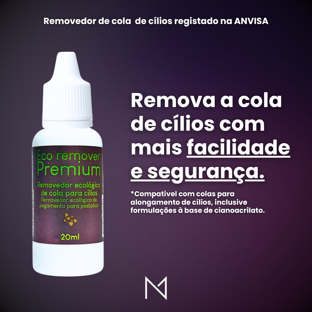 Eco Remover Premium 20ml - Remove Qualquer Cola de Cílios até Cianocrilato Ecológico Não arde
