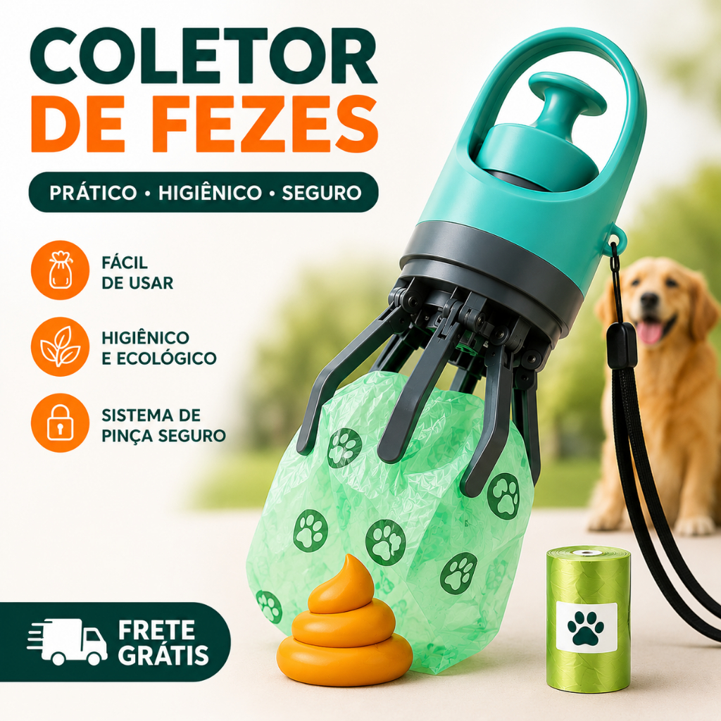 Coletor De Fezes Portátil Para Pets Pá Cata Caca Limpeza Fácil Higiênico Rápido