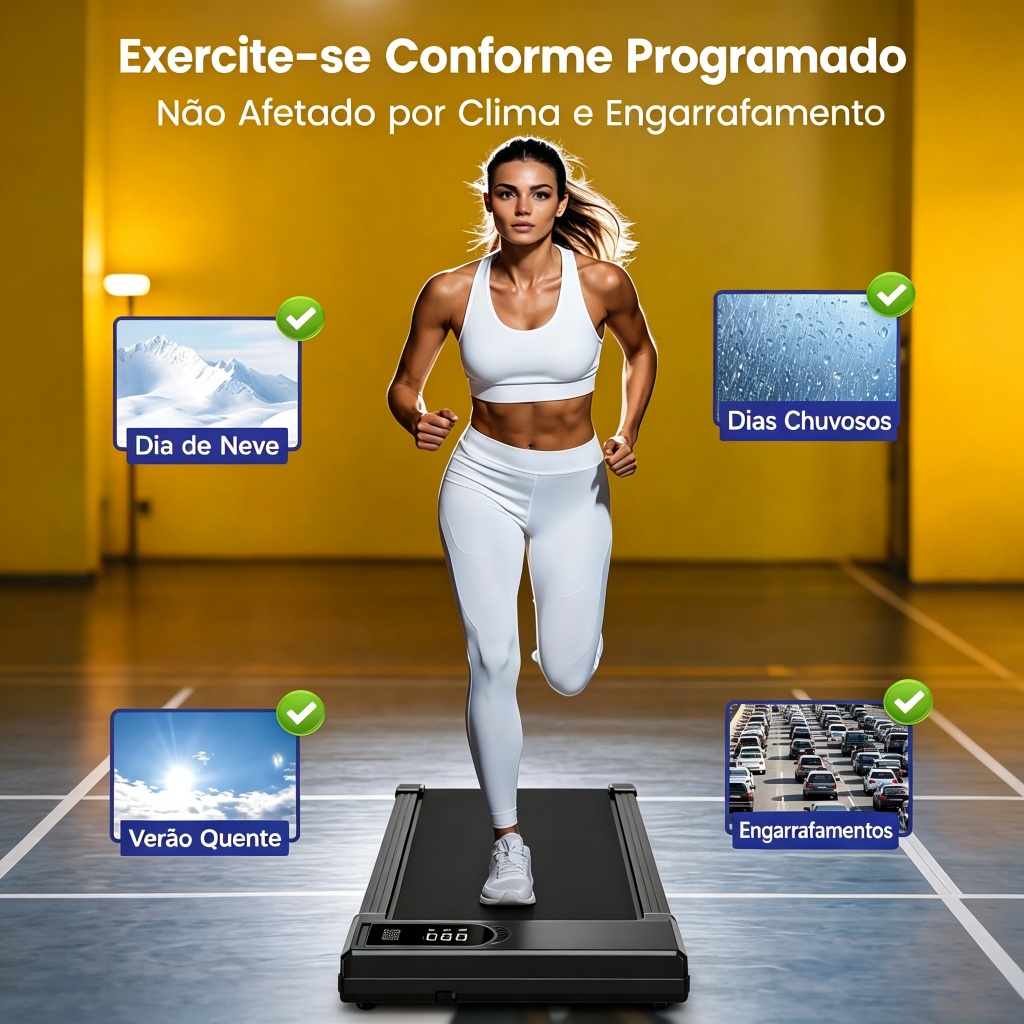 Esteira Elétrica Ergonomica com Display LED Curvo - Som Integrado, Amortecedores e Super Silenciosa