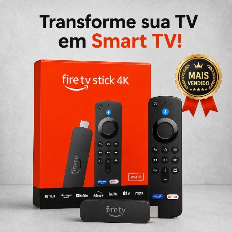 Amazon Fire TV Stick 4K Wi-Fi 6 Original Streaming Smart TV Alexa UHD 4K HDR Dolby Vision Novo 2ª Geração HDMI TV BOX