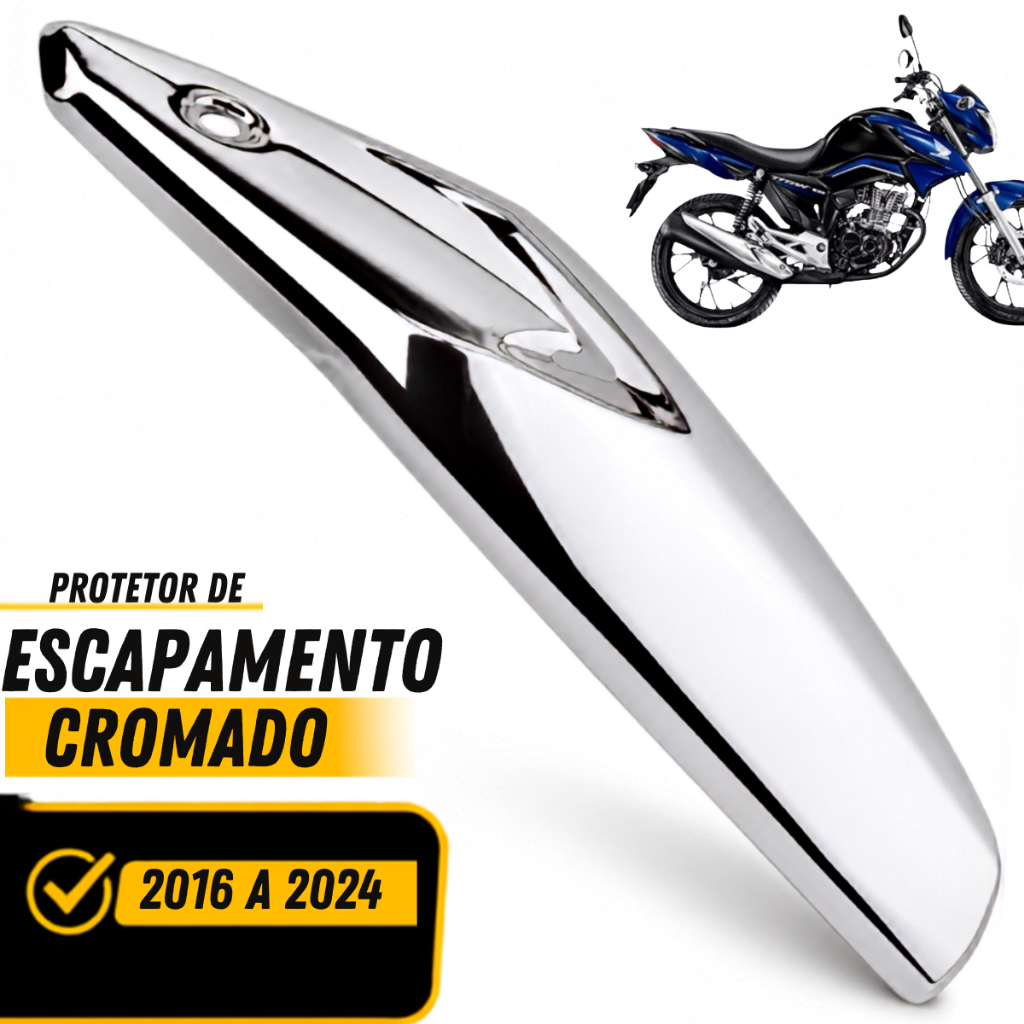 Protetor de Escapamento Honda CG 160 Titan Fan Start 2016 a 2024 Aço Cromado