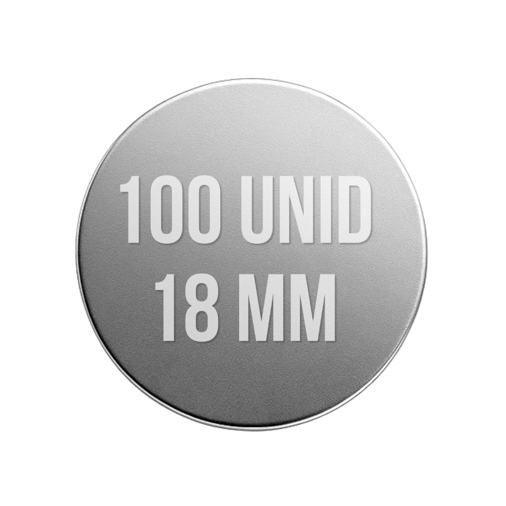 Kit 100 Chapinha de Metal (18 mm) Para Imã de Neodímio