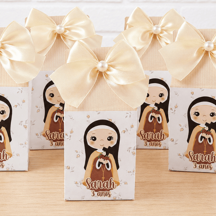 Caixa Milk Personalizada Santa Terezinha -Pegue e Monte - Aniversário - Lembrancinha PRONTA ENTREGA