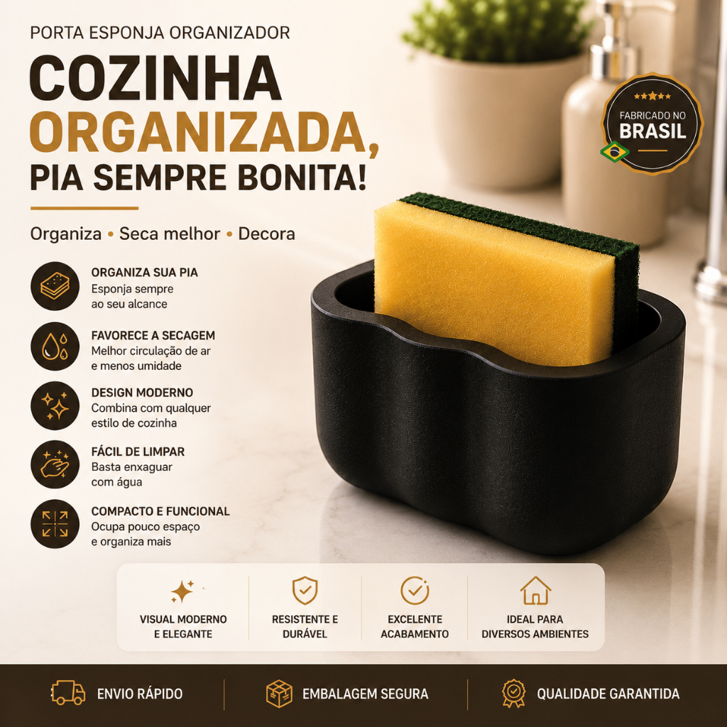 🧽 Porta Esponja Organizador de Pia | Mais Organização e Praticidade para Sua Cozinha ✨
