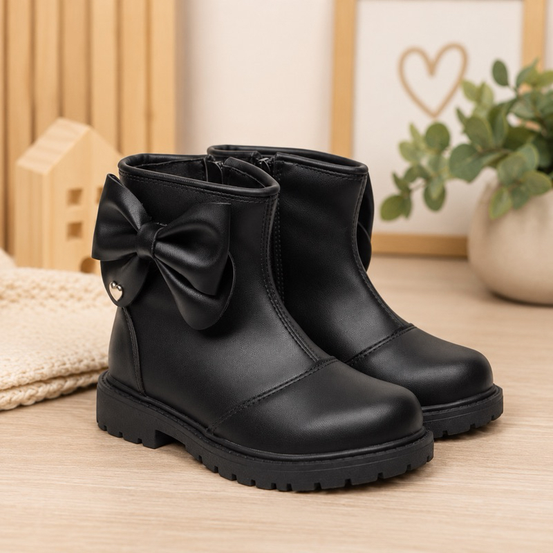 Bota Infantil Menina Laço Delicado Coração Confortável