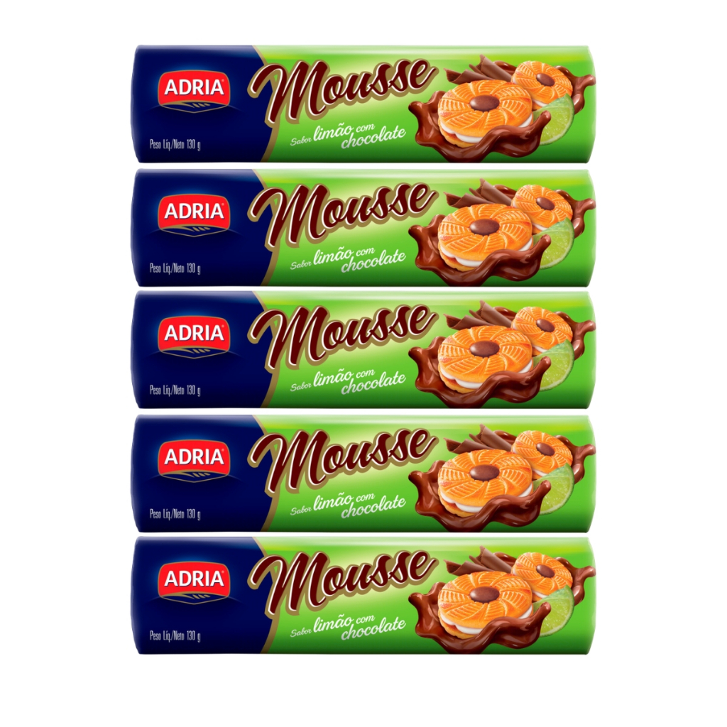 Kit 5un Biscoito Adria Mousse de Limão com Chocolate 130g