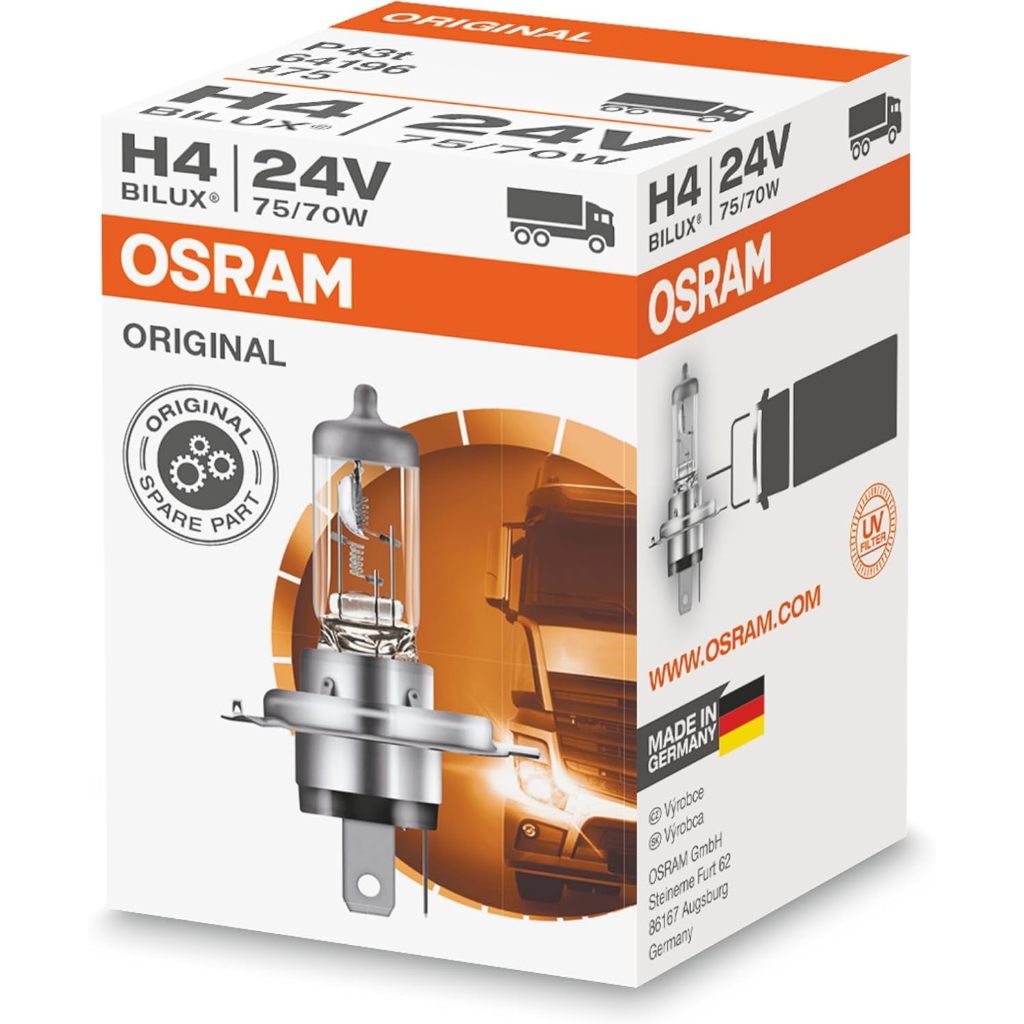 Kit 10 Lâmpadas Caminhão Onibus Osram Original Line H4 24v 75/70w