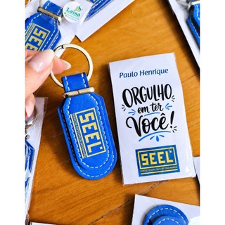 20/30/40/50 Chaveiro Couro Ecológico Personalizado com Cartão Chaveiro com Nome Lembrancinha Novembro Azul
