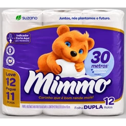 Papel Higiênico Mimmo Folha Dupla 12 Rolos de 30m