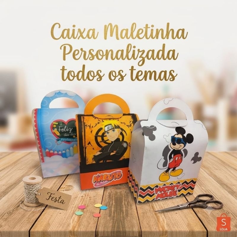 Caixa Maletinha Personalizada Todos Os Temas Festa Infantil Aniversário Lembrancinha