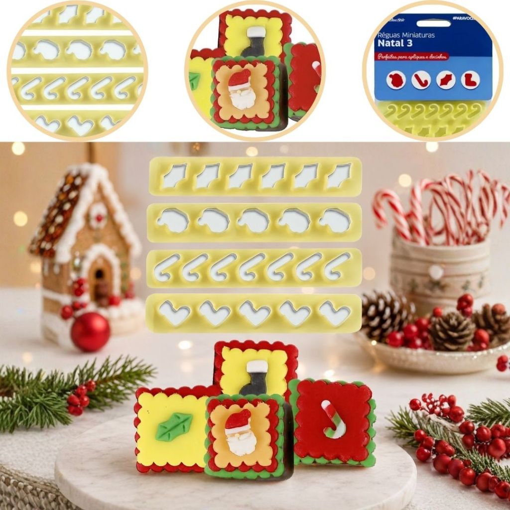 CORTADOR KIT RÉGUAS MINIATURAS NATAL 3 -4 PEÇAS (BLUE STAR) (CHOCO)