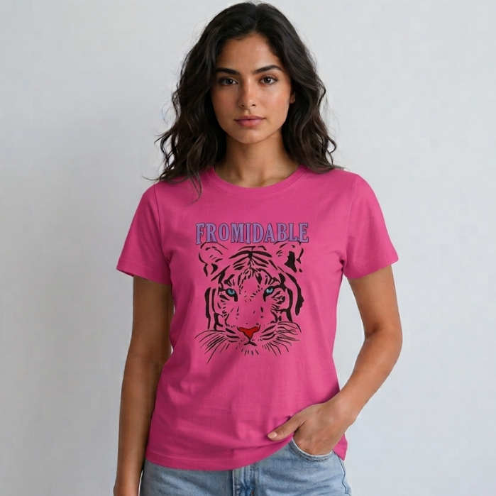 Camiseta Feminina 100% Algodão Premium Estampa Tigre Formidable T-Shirt Manga Curta Blusa P M G
