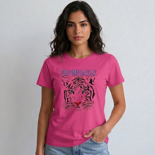 Camiseta Feminina 100% Algodão Premium Estampa Tigre Formidable T-Shirt Manga Curta Blusa P M G