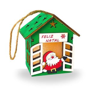 Enfeite de Natal Casinha de Natal Iluminada Papai Noel