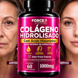 Colágeno Hidrolisado  Suplemento para Pele Cabelos e Unhas Ácido Hialurônico Sabor Frutas Tropicais