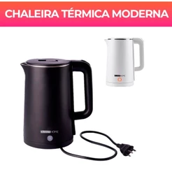 Chaleira Elétrica Térmica Moderno 1.5 L preta e branca 110V/220v OliverHome