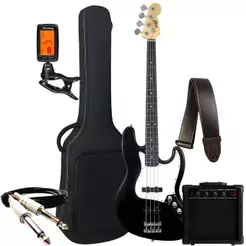 Kit Contra Baixo Bravo 4 Cordas Bb100 Passivo Jazz Bass + Acessórios + Amplificador