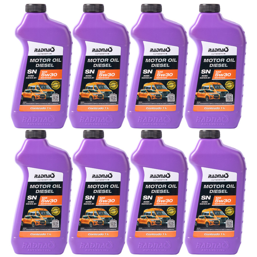 Kit 8L Óleo De Motor DIESEL 5W30 ACEA C2/C3-21 Sintético Radnaq 1 Litro