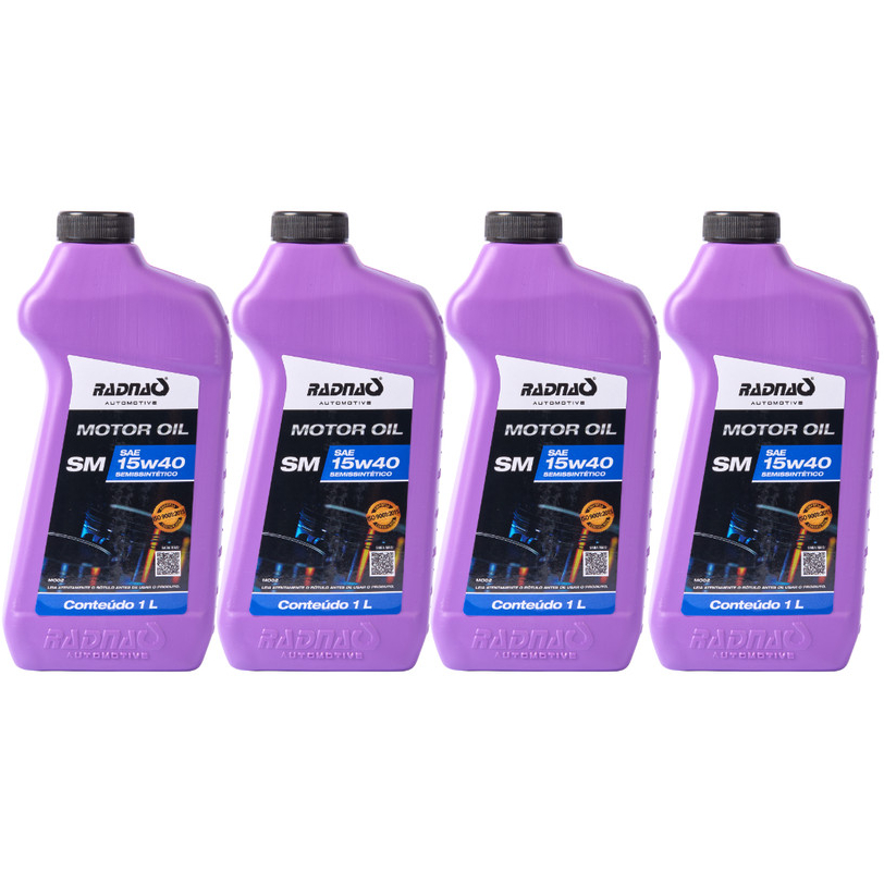 Kit 4L Óleo De Motor 15W40 API SM Semissintético Radnaq 1 Litro