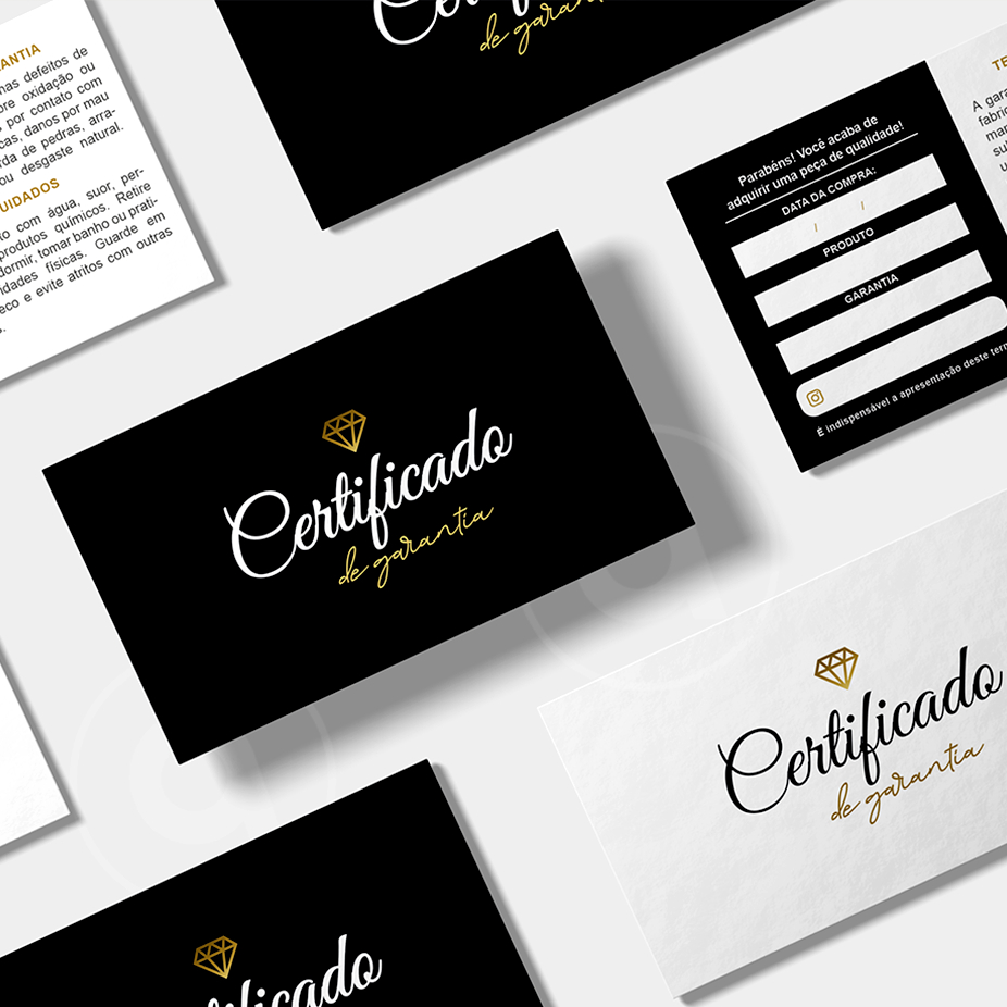 Certificado de Garantia e Cuidados - Acessórios e Semijoias
