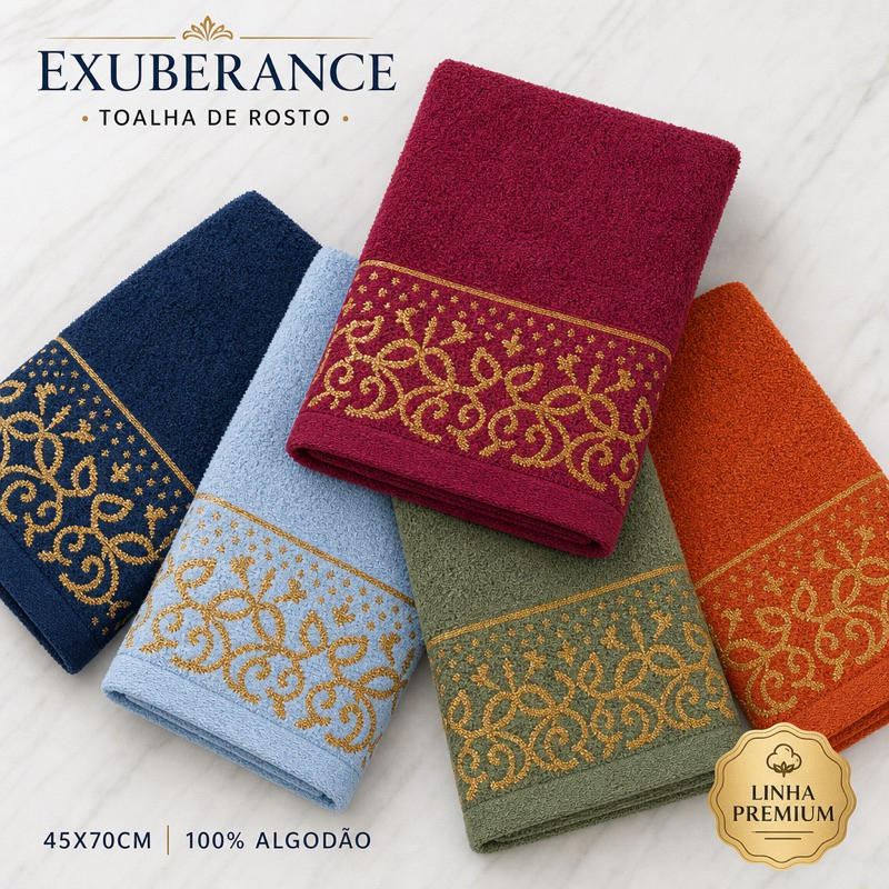 Kit 2 Toalhas de Rosto Exuberance 45x70cm 100% Algodão Macias e Absorventes