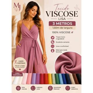 Tecido Viscose Lisa 3 Metros | 100% Viscose | 1,50m de Largura | Toque Macio e Excelente Caimento