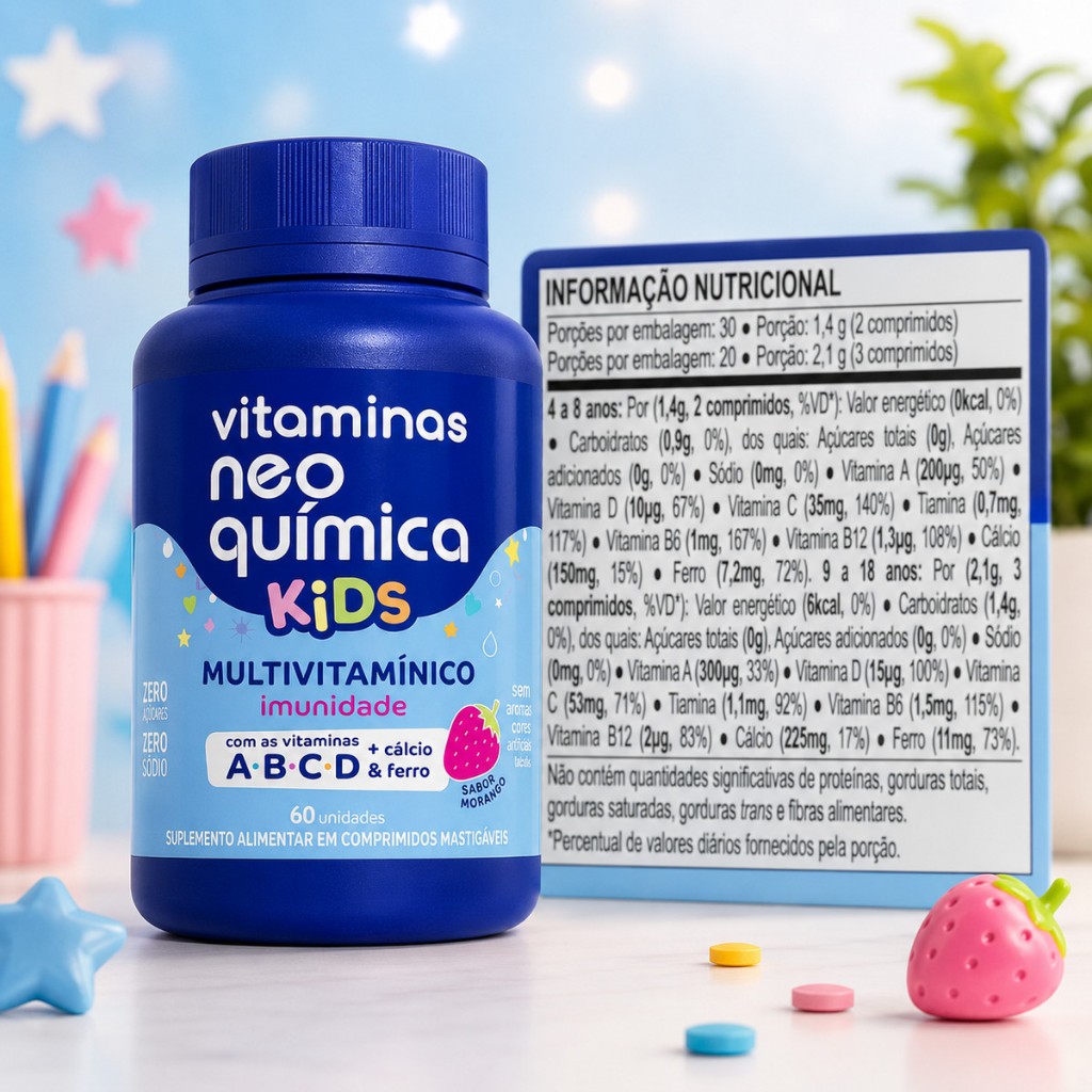 Kit Kids Morango 60 Cps + Mulher 60 Cpr - NEO QUIMICA — imagem 2 de 2