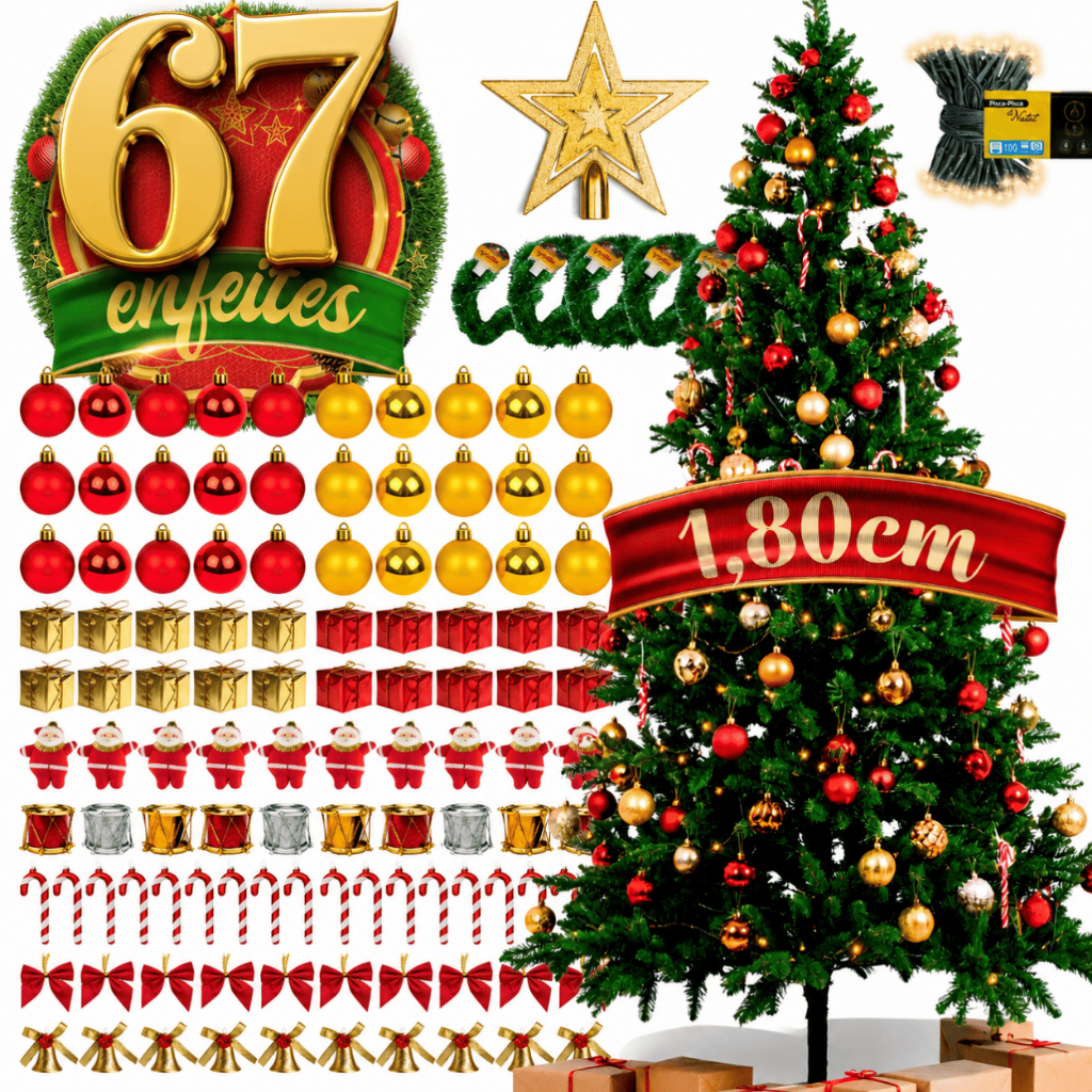 Kit Árvore Natal Completo Enfeites Decoração 120cm 180cm 150cm Decorada Cheia 1,20 1,80 1,50 Metros