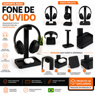Suporte para fone de ouvido em  3D/HEADSET, suporte impresso em 3D.