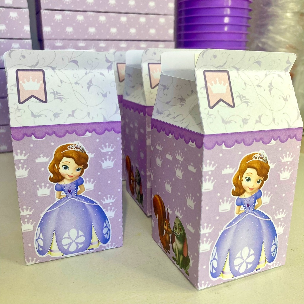 Kit Caixas Milk Princesa Sofia Personalizadas Lembrancinha Festa Infantil