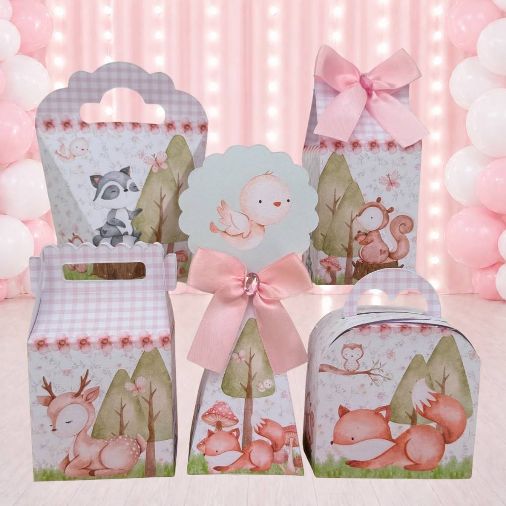 Kit Caixinhas BOSQUE MENINA para festa infantis lembrancinhas de aniversario mimos decoração personalizados do tema