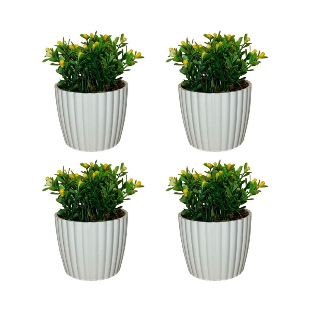 KIT 4 VASOS VASINHOS DECORATIVOS COM FLORES ARTIFICIAIS PARA CASA
