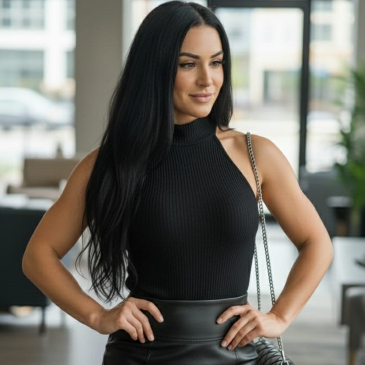 Blusa Feminina Regata Gola Alta Canelada Premium Modinha Tendência Blogueirinha