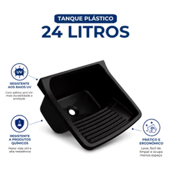 Tanque de Plastico Preto 24L Com Válvula Metasul - Original