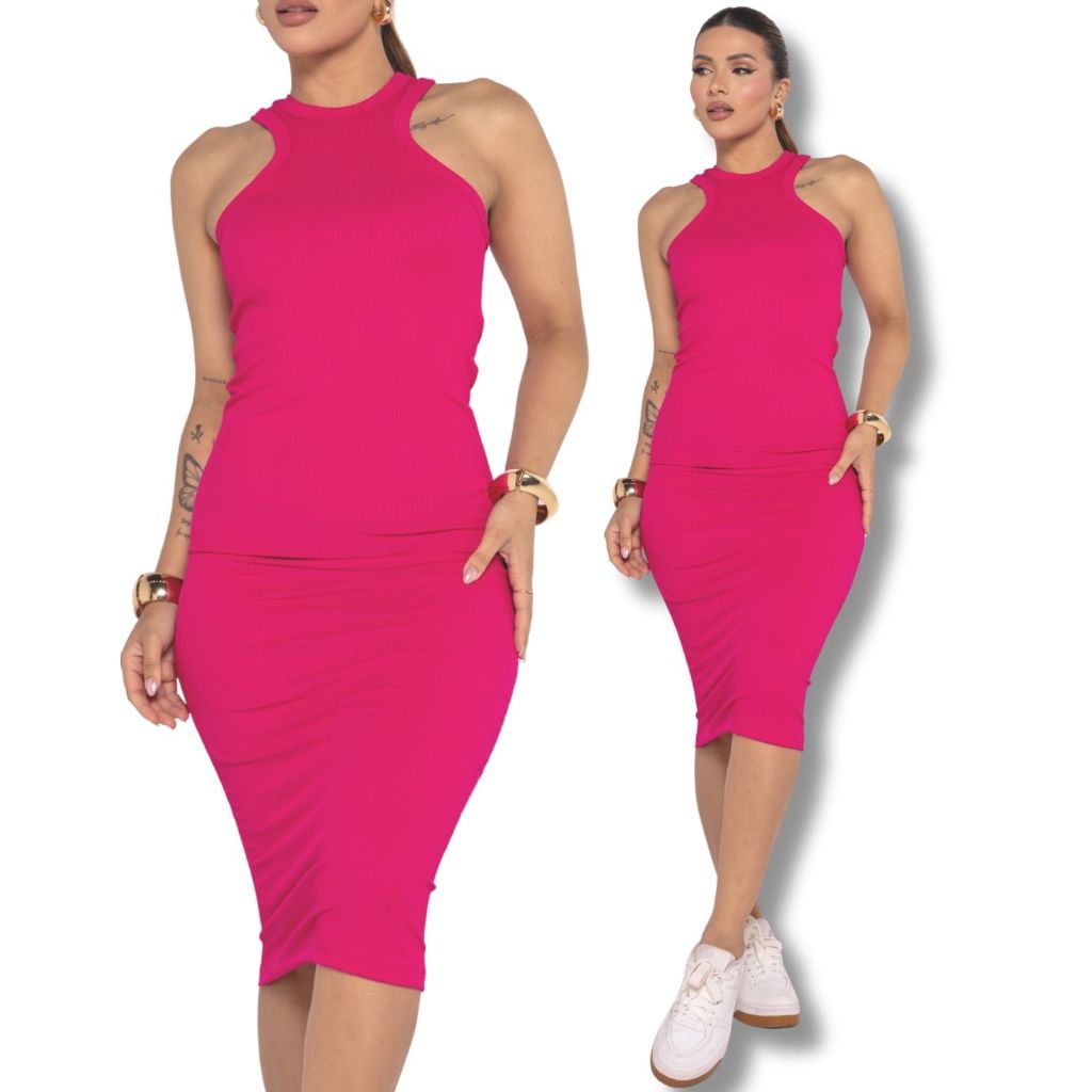 Vestido Feminino Nadador Modelador Tecido Ribana Canelada Casual com Caimento Justo e Conforto que Valoriza o Corpo