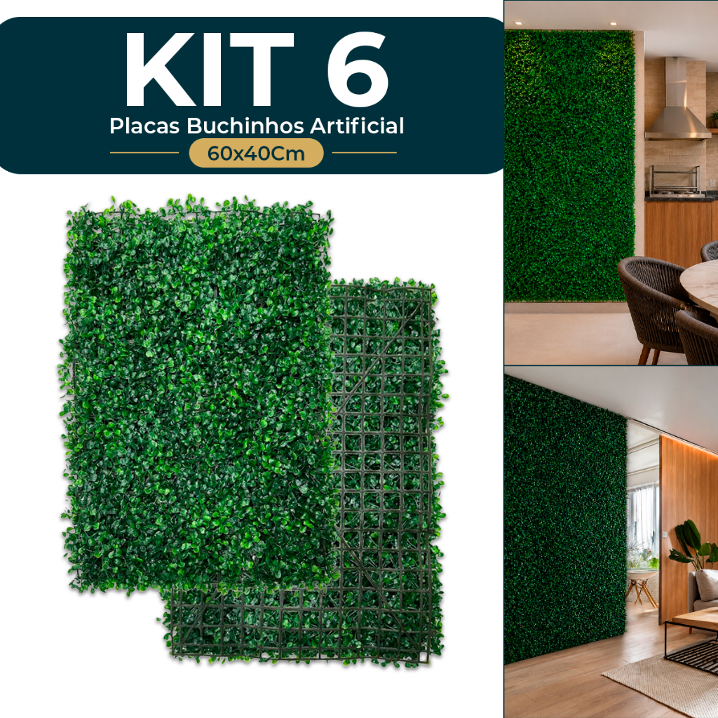 Kit Placas 40x60 Buchinhos Grama Artificial Jardim Vertical Parede Verde Muro inglês